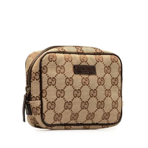 gucci 106647 how much|GUCCI GG Canvas Pouch 106647 Beige Brown Canvas Leather.